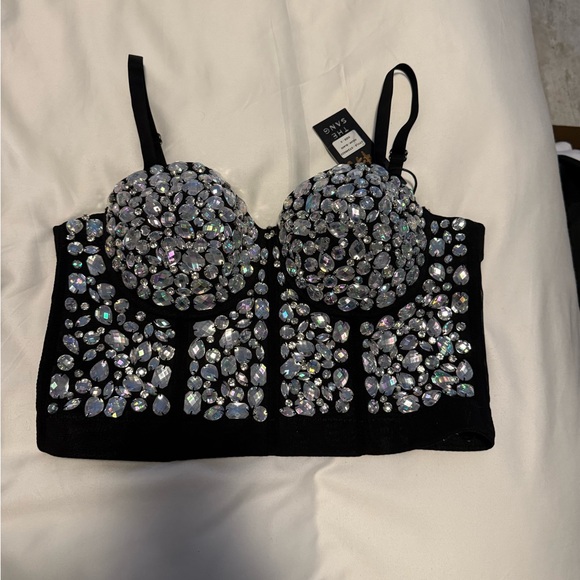 The Sang Tops - Rhinestone Corset Bustier